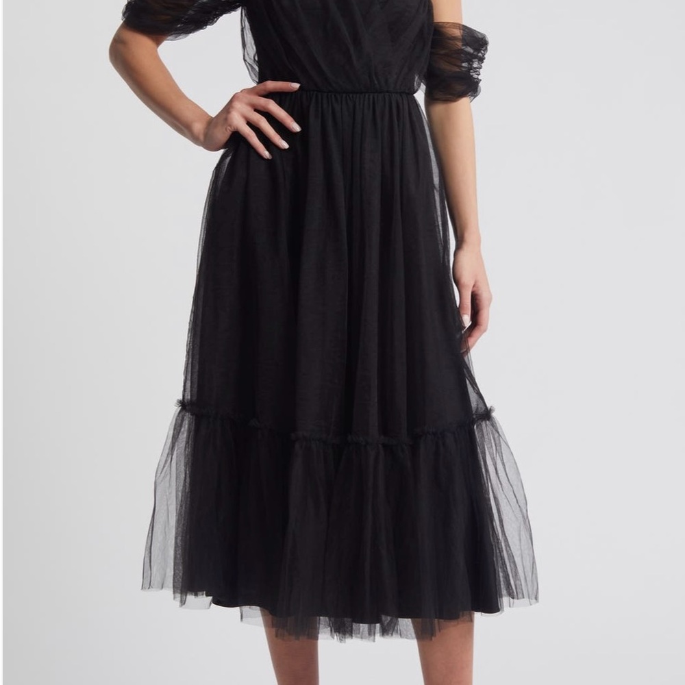 NWT Lulus Black Midi Cocktail Dress Size Large